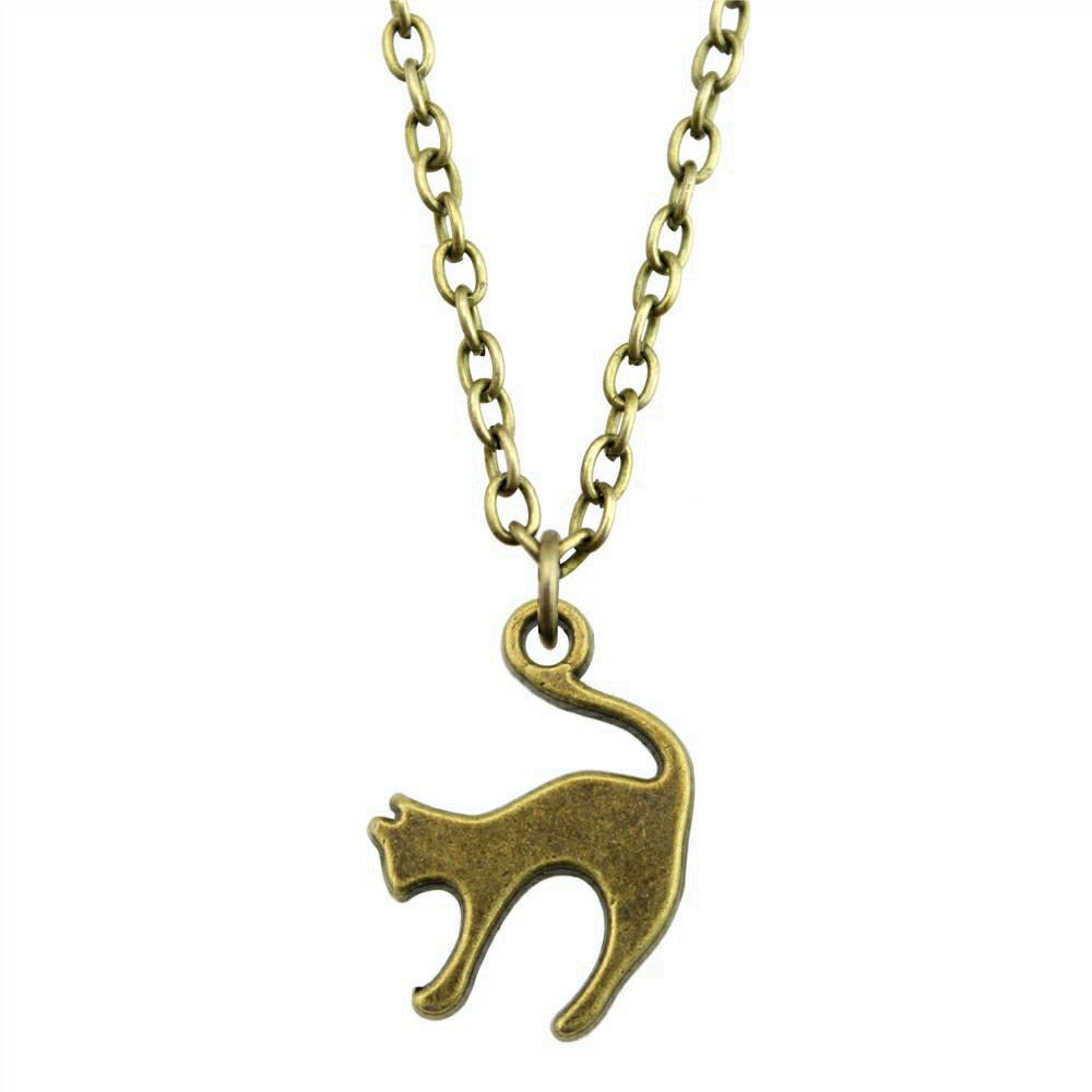 Cat Charm Necklace Cute Animal Pendant For Lovers Minimalist Pet Jewelry Gift 43cm Chain
