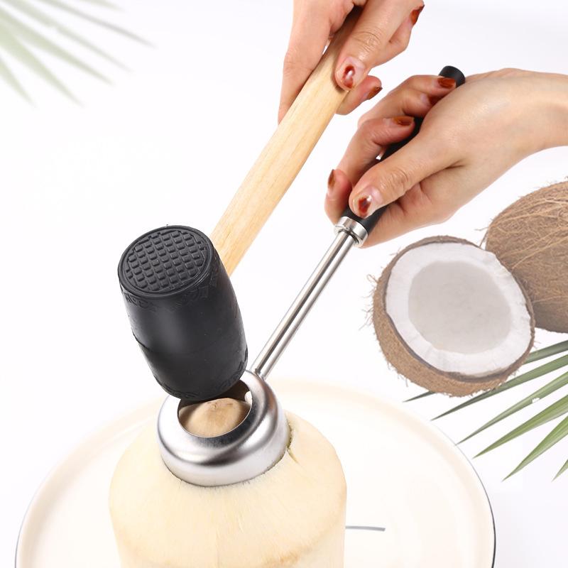 Ferramenta de Abertura de Coco Abridor Ferramenta Segura Fácil de Abrir Cocos Verdes para Casa Hotel Martelo de Cabeça de Borracha