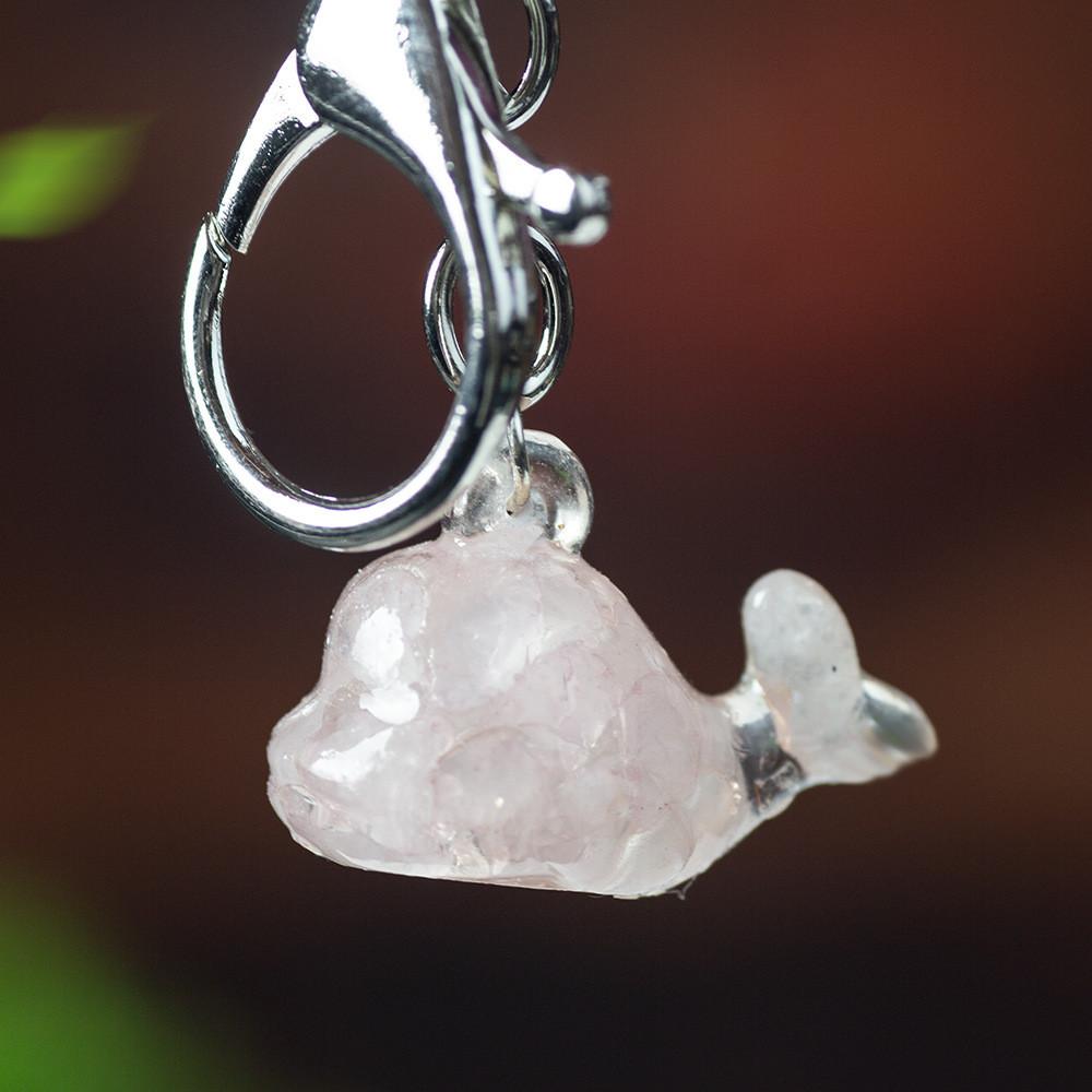 Animal Dolphin Keychain With Resin Encased Natural Crystal Decor Gift For Holidays