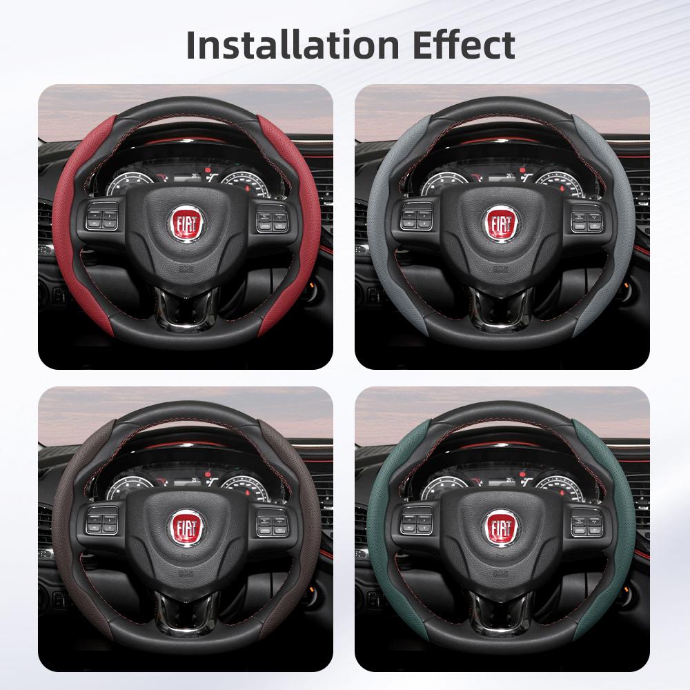 Suitable for Fiat Breathable Hole Leather Steering Wheel Cover Segmented Quick Release Design Non-Slip and Durable 500 Grande Punto Evo Ducato Bravo