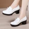 Small Size 32-43 Shallow Patent Leather Women Shoes Oxfords Women 2024 Spring Slip on Med Block Heels Platform Pumps Office Mom