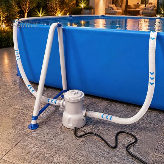 Inflatable Pool Filter Pump for Above Ground Pools, 330 GPH 16W Water Home Garden Kit, System Circulation & Filtration Maintenance Equipment