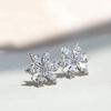 Japanese and Korean Style New Earrings, Simple Snowflake Flower Diamond-encrusted Zircon Earrings, Versatile and Thin Student Earrings