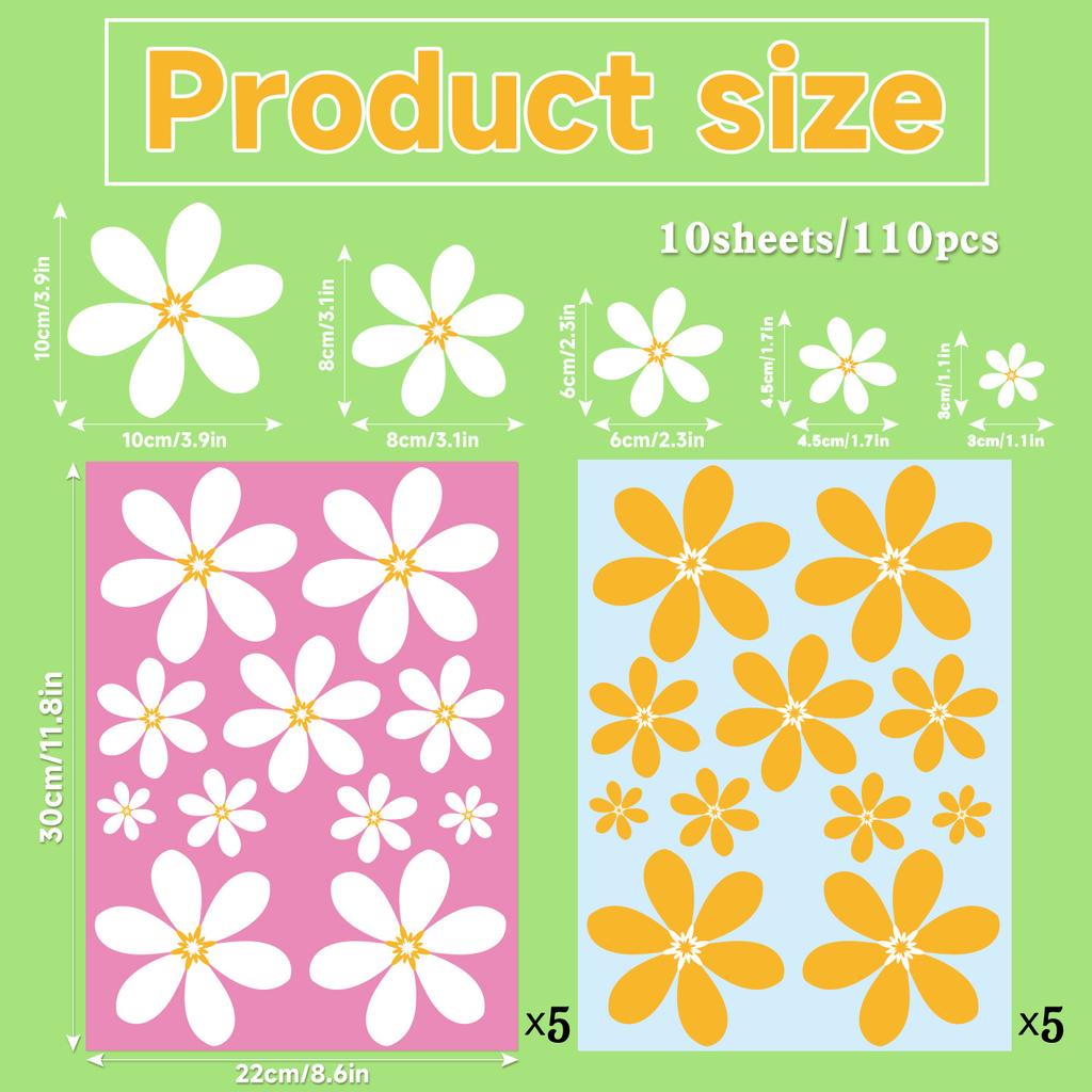 Daisy Flower Glass Sticker Electrostatic Home Living Room Glass Showcase Door Decoration Waterproof Windows Sticker