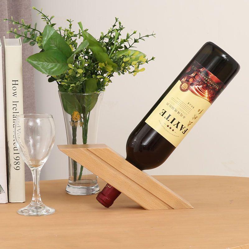 Semplice Portabottiglie in Legno Creativo Porta Bicchieri da Birra Espositore Ornamenti Domestico Portabottiglie Whiskey Champagne Decorazioni per Feste Articoli da Bar Durevole