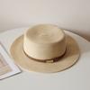 Panama Straw Hat Women's Summer Seaside Sunshade Sun Protection Beach Hat Belt Big Brim Flat Top Straw Top Hat Jazz Hat