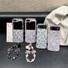 Korean Cute Bowknot Wavy Phone Case For Samsung Galaxy Z Flip 6 5 4 3 Cover with Chain Silicone Lovely Cases Flip6 Flip5 Funda