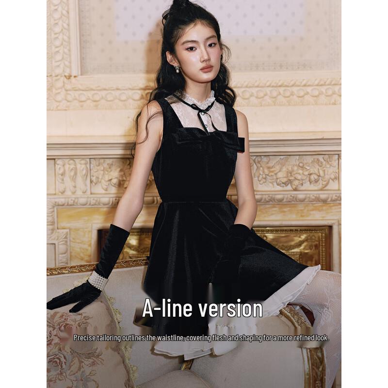 Элегантное платье-трапеция Qiusboren с кружевными вставками S