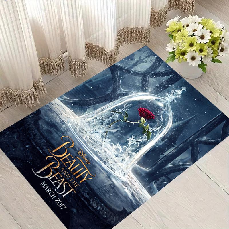 

1pc Beauty and the Beast Rose Carpet Area Rug, Bedroom, and Playroom Durable, Stain-Resistant, and Easy to Clean, Living Room 60cm by 90cm