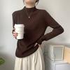 Coffee Retro Semi-turtleneck Knitted Top Women's Spring Inner Bottoming Shirt Soft Waxy Temperament Basic Sweater