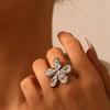 Stainless Steel Gold Color Flower Rings for Women Men Geometric Irregular Texture Opening Adjustable Finger Rings Jewelry Gifts
