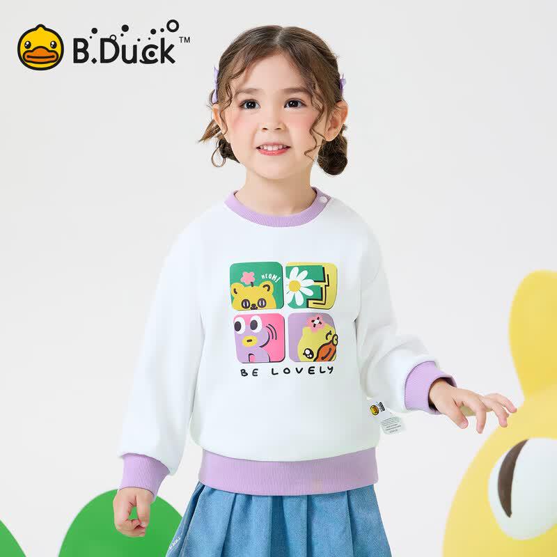 B.Duck Girls Cartoon Crewneck Sweatshirt 100CM белый
