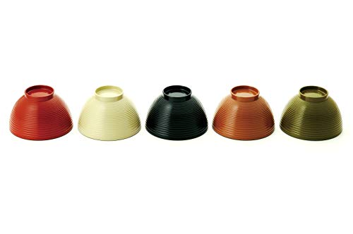 Masakazu Yamanaka Lackware Japanisches Muster Spülmaschinenfest Suppenschüssel, 370ml, Set mit 5 Farben: Schwarz, Elfenbein, Braun, Grün und Zinnoberrot, Produkt N