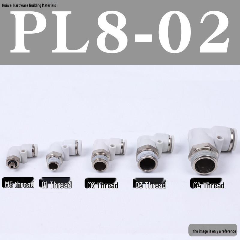 Pneumatic Tube Quick Connector: PL8-02, 4-M5, 6-01, 10-03, 12-04 Threaded Elbow