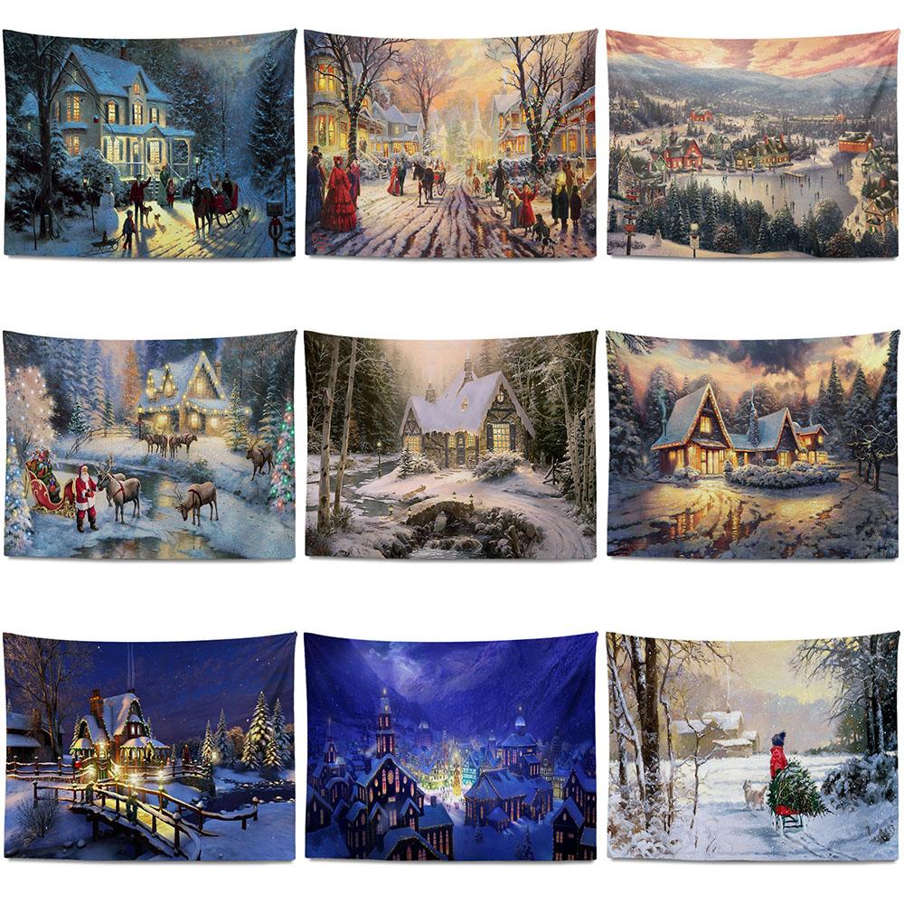 

Счастливого Рождества атмосфера узор гобелен дома гостиная спальня украшение стены фон ткань гобелен