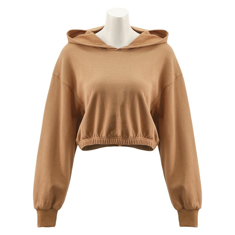 2024 Autumn/Winter Women's American Streetwear Pure Cotton Cropped Sweatshirt