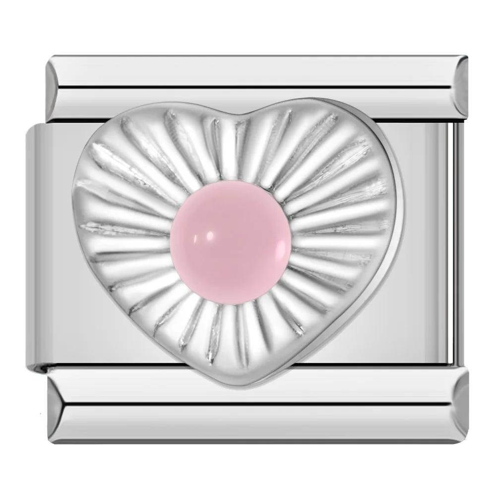 2023 Mode Herz Elliptische Rechteck CZ Charme Italienische Links Fit 9mm Armband Edelstahl Herstellung Von Schmuck DJ692