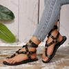 Fashion Summer Shoes Plus Size Clip Toe Women's Sandals Casual Women Rivet Buckle Strap Sandales Femmes Flat Ankle-wrap Shoes for Women