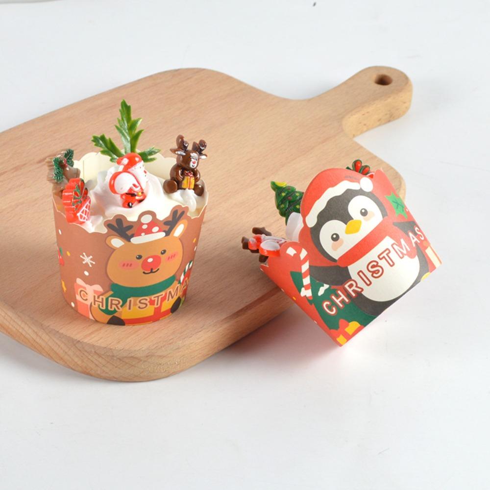 50 sztuk papierowe opakowanie na babeczki świąteczne święty mikołaj łoś bałwan pingwin Muffin foremki do babeczek DIY