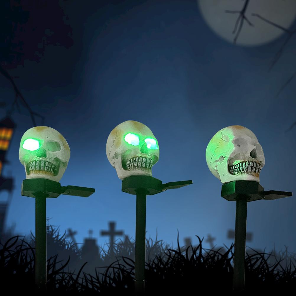 Solar LED Halloween Skeleton Decoration Stakes Glowing Skeleton Head Skeleton Lamp Outdoor Lawn