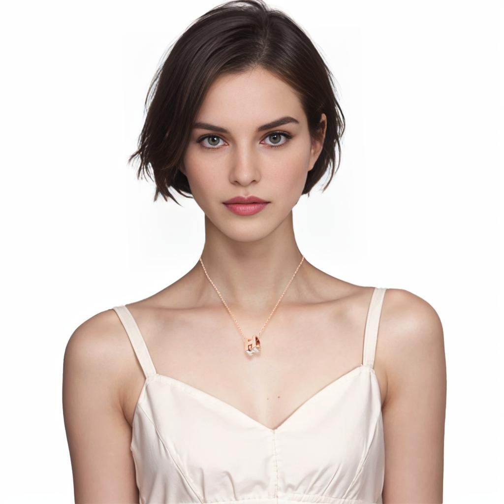 Hermes Cage DH Classic Cage Small Square H Necklace Women Necklace White-Rose-Gold H143991FO49