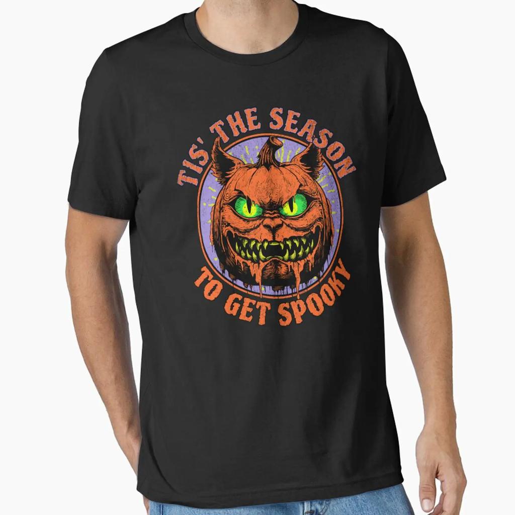 Halloween Tis The Season To Get Spooky Essential T Shirt Vintage Comfortable Versatile Streetwear Breathable Fashion