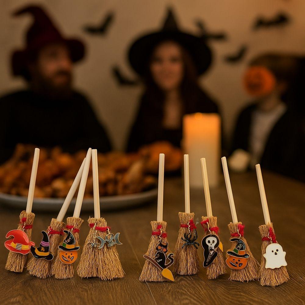 10cm Halloween Broom Spider Ghost Halloween Party Decoration  Dollhouse Decoration