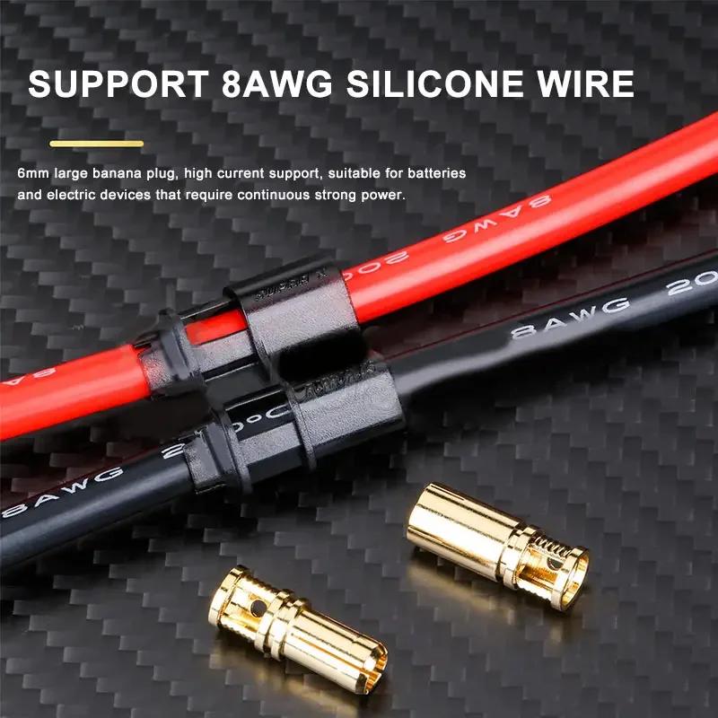 200A Lithium Battery Welding free Connector 8AWG REB 6808 PRO D6 Gold-plated Plug Socket 6mm 200A Banana Male Female Connector