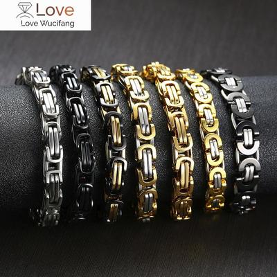 Vnox 8mm Punk Byzantinischen Link Kette Armbänder Für Männer Edelstahl Schwere Männlichen Pulseira