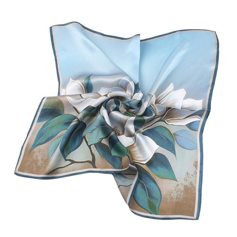 Silk Scarf Versatile Print 53 * 53 Square Scarf Summer Temperament Scarf Women's Gift