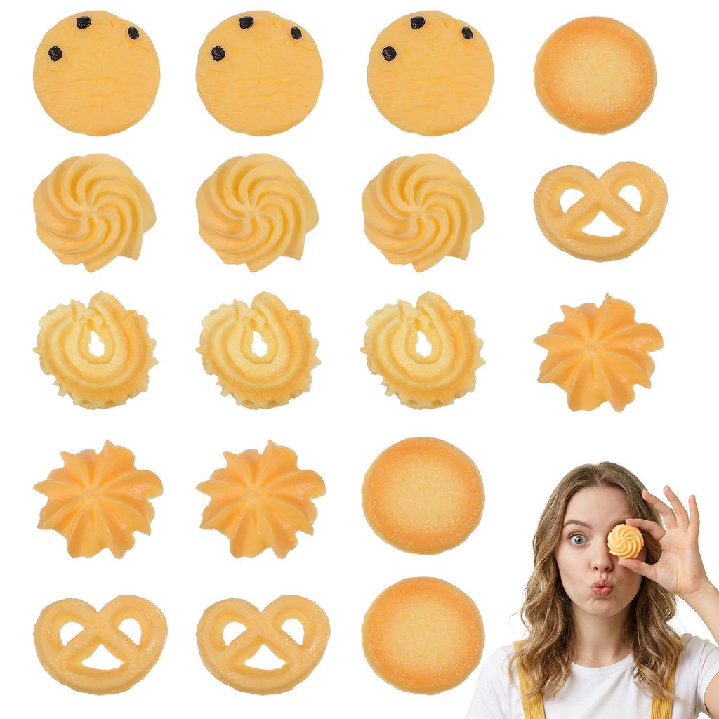 18Pcs Simulation Biscuit Fake Cookie Artificial Realistic Dessert Display Prop Food Decoration Shop Photo Props