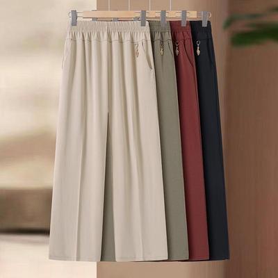 Pantalones de Pierna Ancha de Verano para Mamá: Cintura Elástica, Ligero, Corte Holgado para Mujeres de Mediana Edad y Mayores