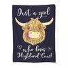 Just A Girl Who Loves Scottish Highland Cows Blanket Flannel Sofa Throw Blanket Warm for Couch Bedding Outdoor Throws Bedspread