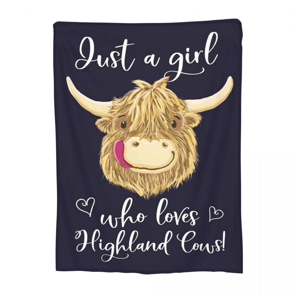 Just A Girl Who Loves Scottish Highland Cows Blanket Flannel Sofa Throw Blanket Warm for Couch Bedding Outdoor Throws Bedspread