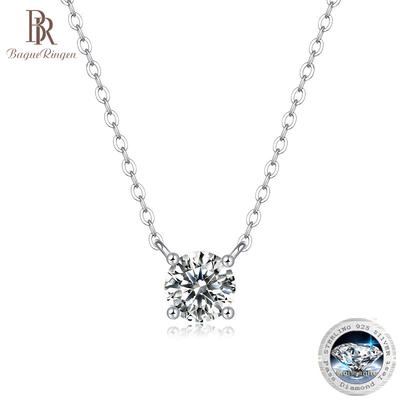 S925 Argento intarsiato 1 ct/2 ct Moissanite Ciondolo eterno Nuova semplice collana a quattro artigli Catena a clavicola da donna