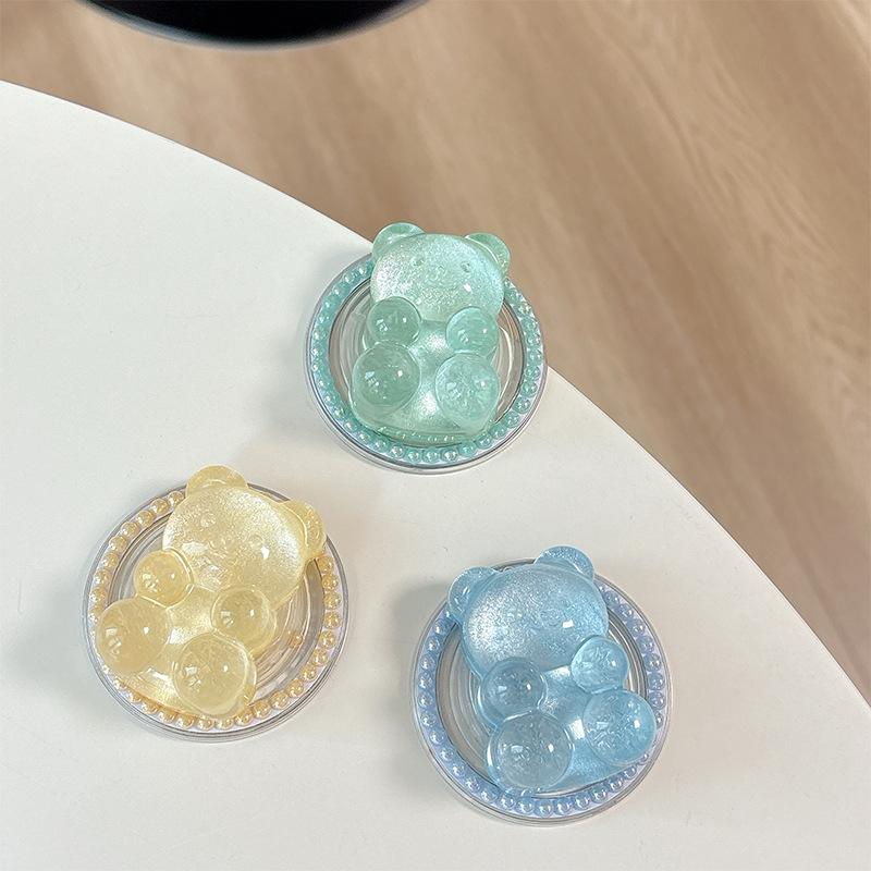 Color Pearl Glitter Bear Mobile Phone Airbag Bracket Magnetic Suction Magsafe Paste Creative Ring Lazy Women