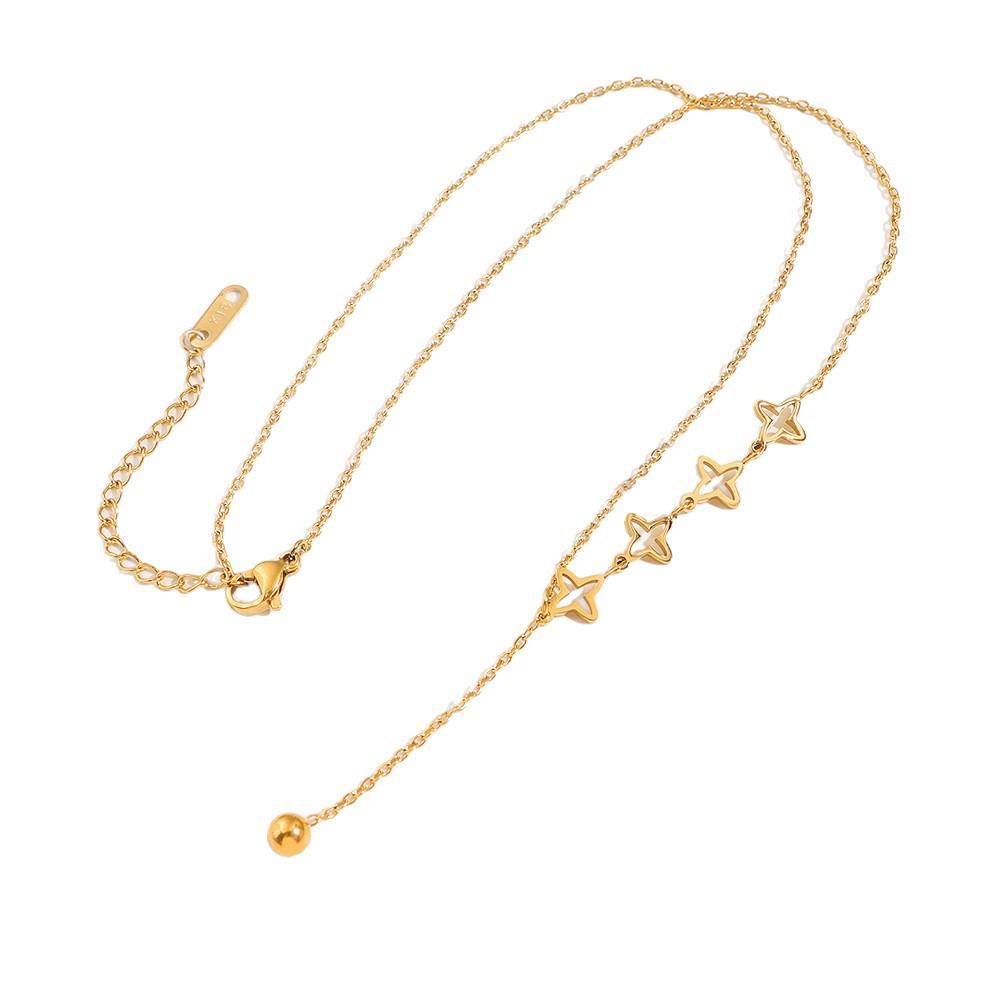 18K Gold Plated Hollow Star Tassel Clavicle Chain Necklace - Women's Colorfast Accessory, New Niche Design
