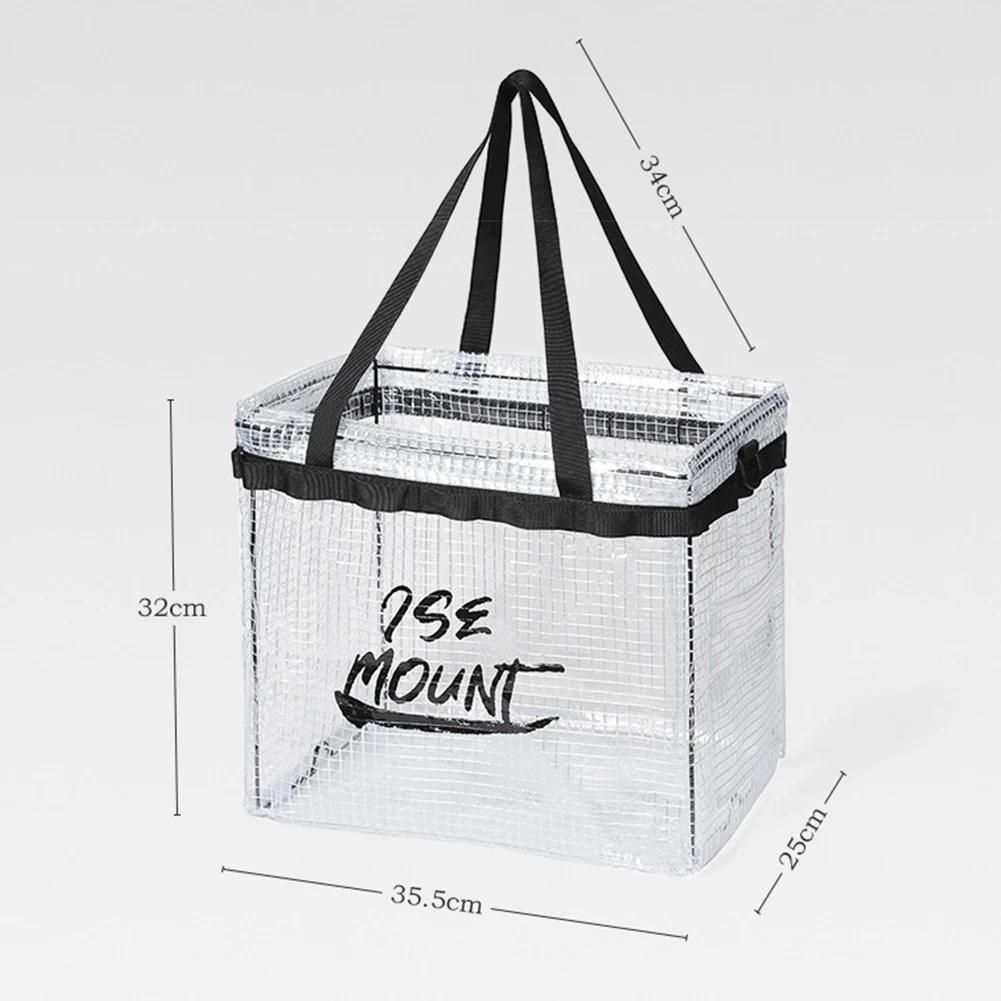 Outdoor Camping Folding Storage Box PVC Mesh Tool Storage Bag Fishing Tackle Tote Bag Multitool Picnic Drink Carrier Lunch Box