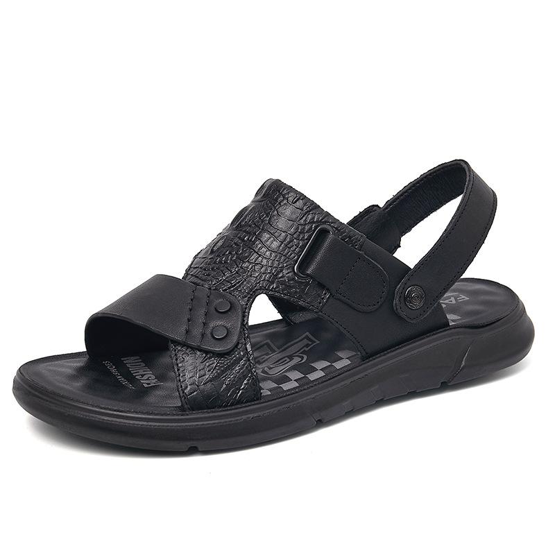 Fashion Summer Fashion Leather Men's Sandals Designer New Slip-on Soft Sole Outdoor Beach Man Shoes Indoor Casual Male Slippers