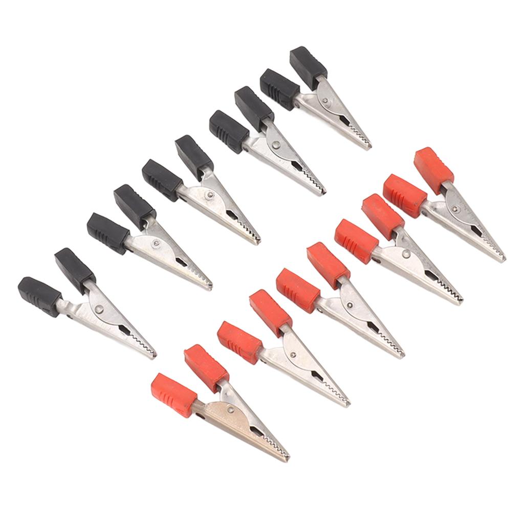 20 Pcs Crocodile Clip Red and Black 1cm Opening Electrical Test Clamp Stainless Steel Battery Cable Clips