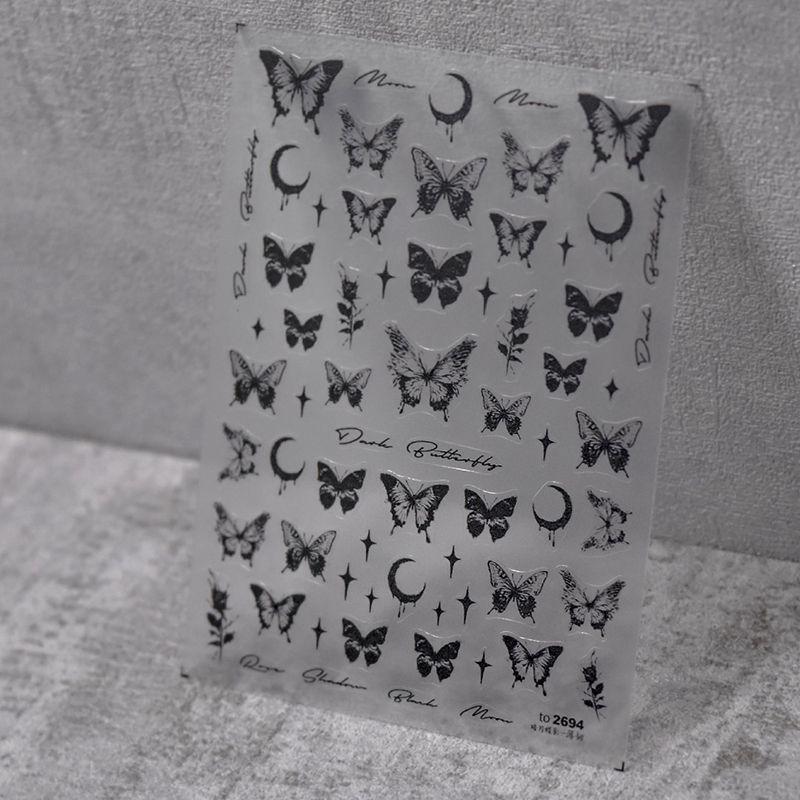 

Retro Japanese Moon Butterfly Nail Sticker Dark Moon Butterfly Shadow 2694