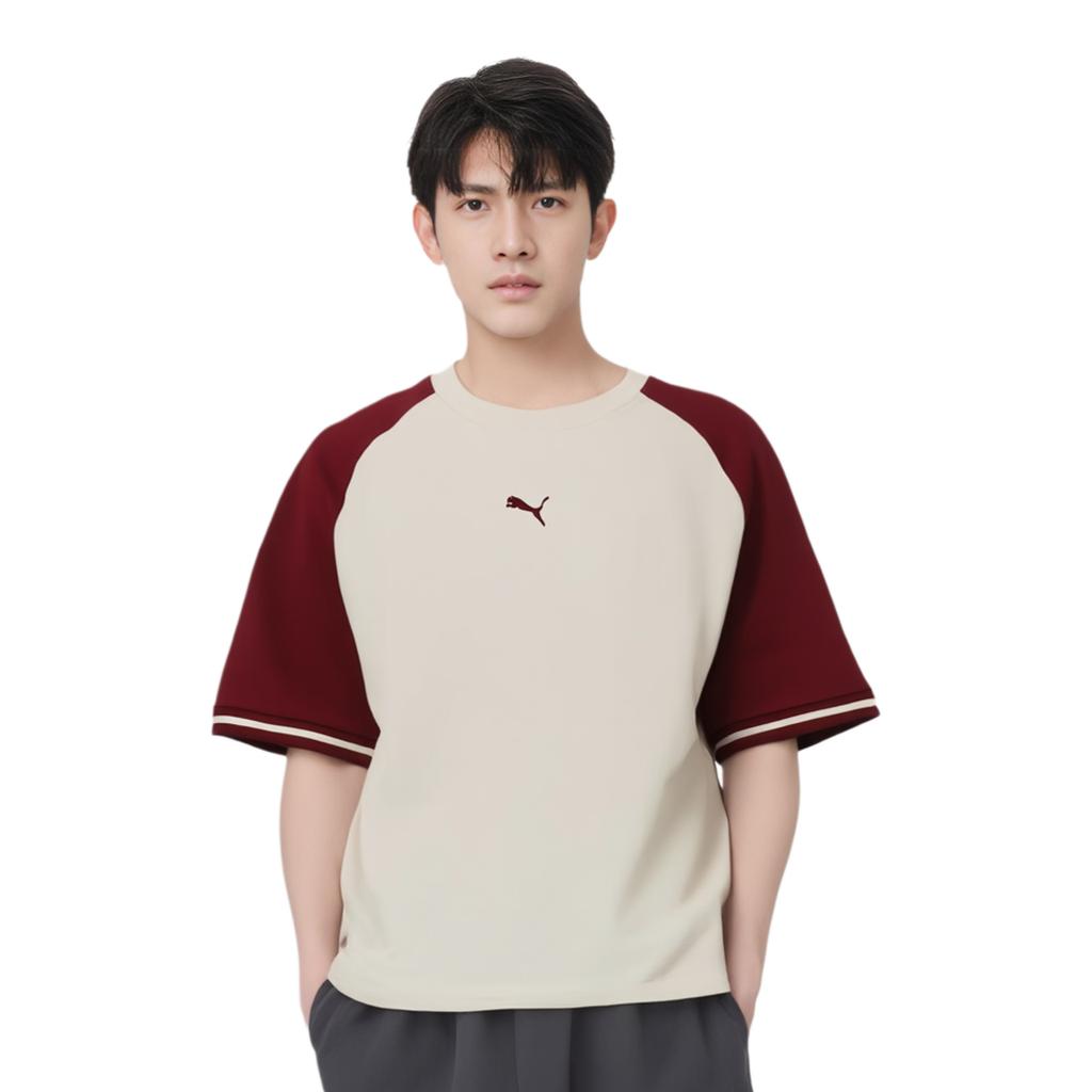 Puma Color Block Crew Neck Comfortable Casual Short Sleeve T-Shirt Unisex Tops Red 633856-94