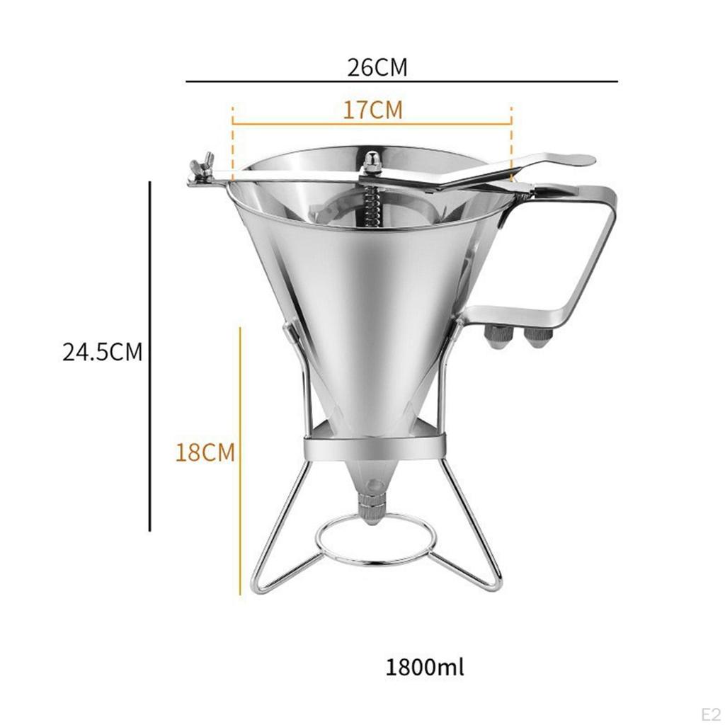 Pancake Batter Dispenser Funnel Cake 1800ml with Stand Stainless Steel Confectionery