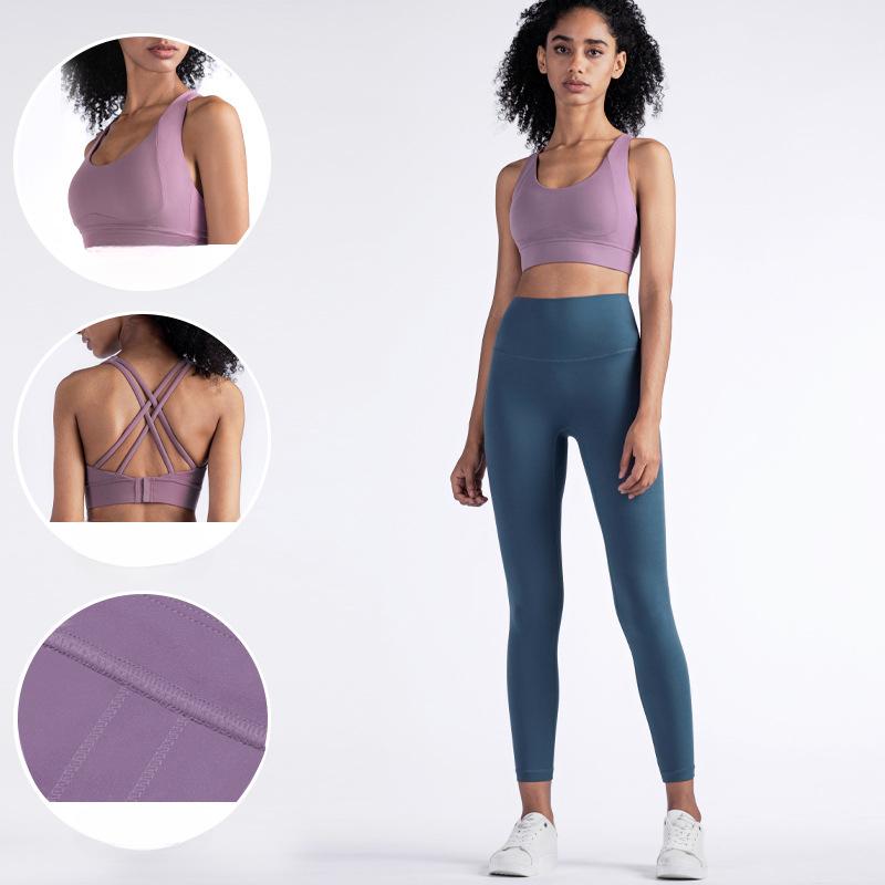 Women's Cross Sports Fitness Bra, Show Chest, Gather Back, Anti Shock Yoga Sports Bra