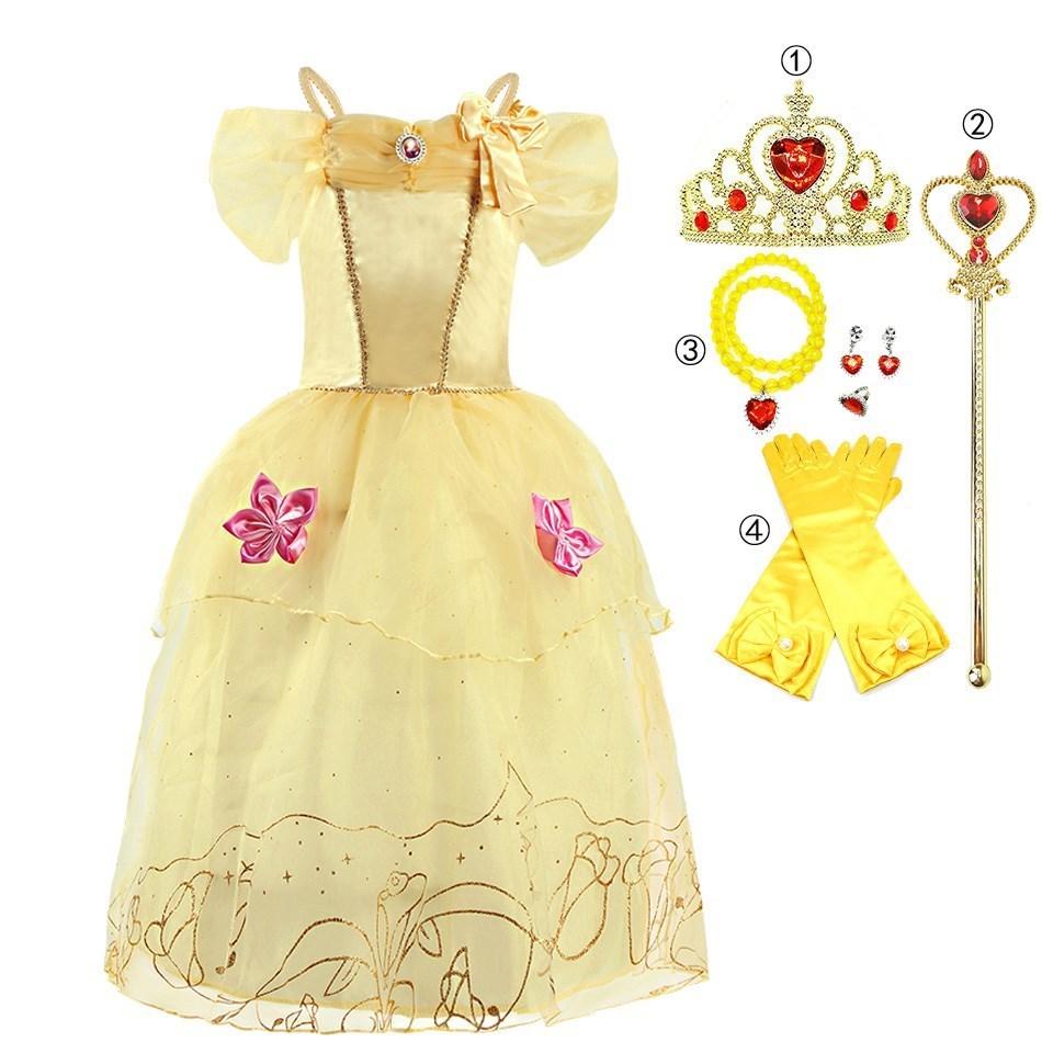 Little Girl Cinderella Dress Rapunzel Belle Halloween Costume Kid Birthday Party Christmas Fancy Evening Dress 2-10 Years