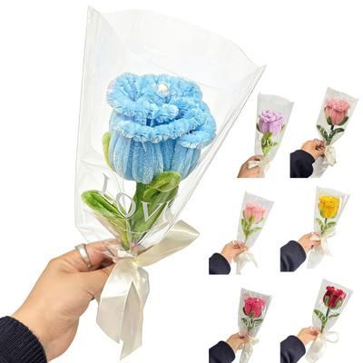 Fertiger Pfeifenreiniger Künstliche Rose Handgemacht Konserviert Künstlicher Blumenstiel Plüsch Twist-Stab Floral