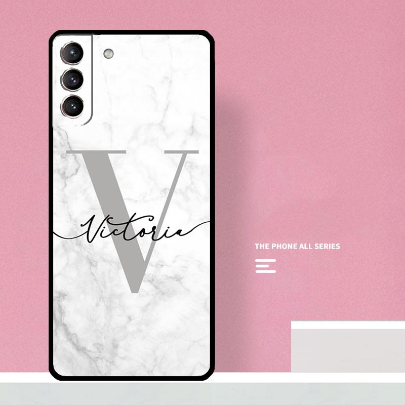 Personalised Marble Customized Name Case For Samsung Galaxy S23 S22 Ultra Plus S8 S9 S10 Plus Note 10 20 S21 FE S20 FE Cover