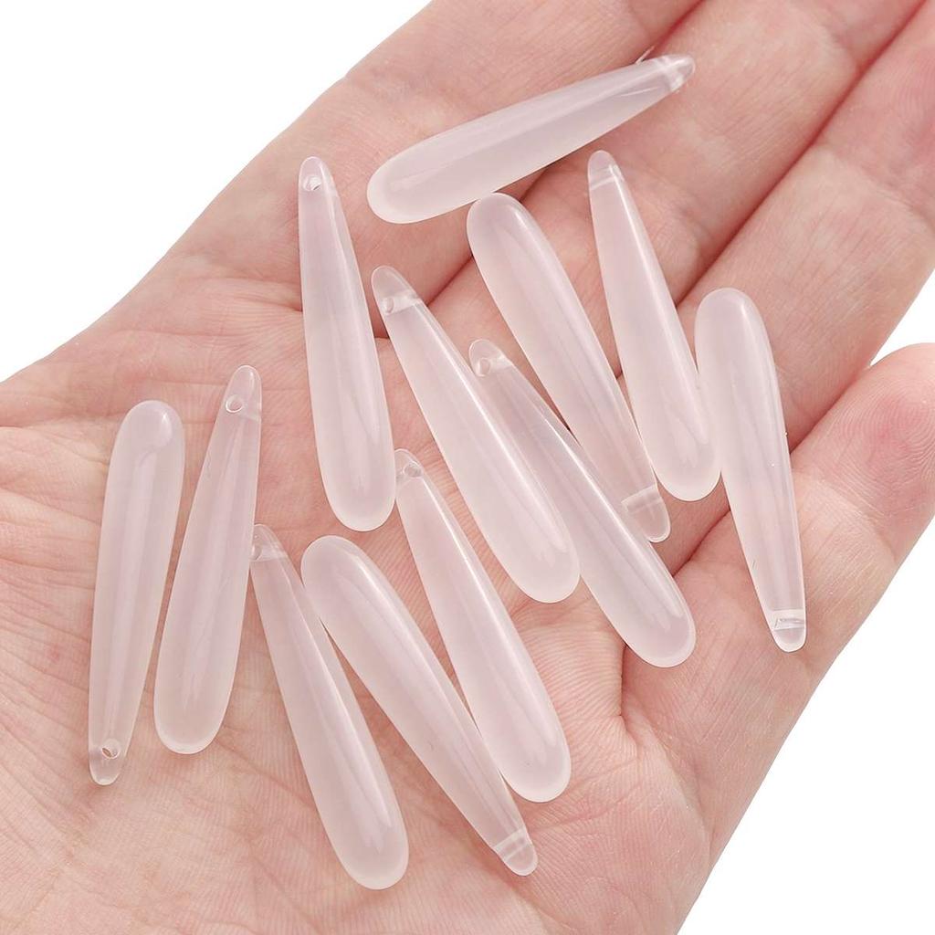5Pcs/pack Long Water Drop Beads Charm Resin Imitation Jade Water Drop Pendant Jewelry Pendant DIY Necklace Accessories