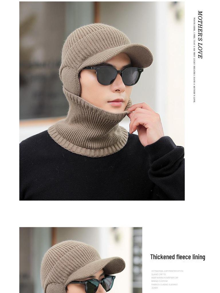 Men's Warm Knit Metal Label Duckbill Hat for Autumn/Winter - Windproof Design for Cycling and Outdoor Activities