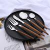 20Pcs Stainless Steel Dinnerware Set for 4 Knife Fork Spoon Set with Wooden Handle Western Flatware Silverware Cutlery Set